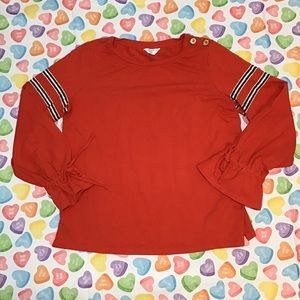 Crown & Ivy Women’s Red Long Sleeve with drawstrings on Sleeves